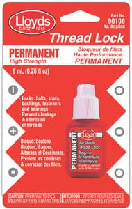 Lloyds Permanent High Strength Thread Lock: 6 ml.