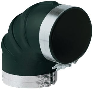 Trident TRL490SS Black Rubber 90&deg; Elbow w/T-Bolt Clamps: 4"
