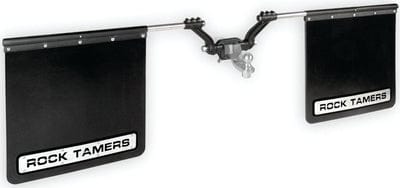 Rock Tamers 00108 Matte Black Adjustable 24" x 24" Rubber Mudflap System & Stainless Steel Trim Plates for 2" Receiver