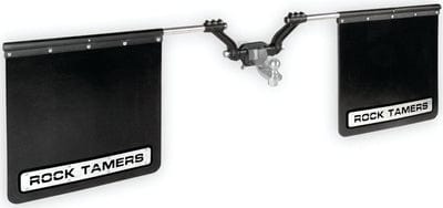 Rock Tamers 00110 Matte Black Adjustable 24" x 24" Rubber Mudflap System & Stainless Steel Trim Plates for 2-1/2" Receiver