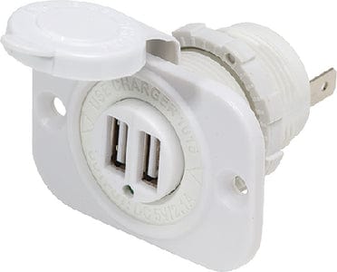 Dual USB Charger Socket: White
