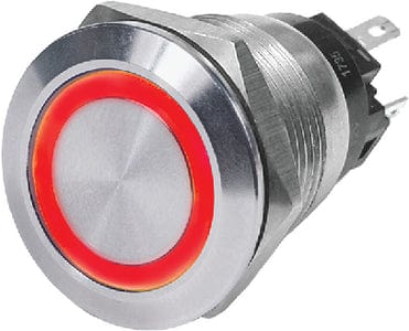 Blue Sea 4163 Push Button LED Ring Switch: Red: Off-(On)