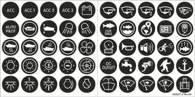 Blue Sea Push Button Switch 50 Icon Label Kit