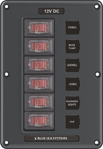 Blue Sea 4322 Water-Resistant Circuit Breaker Switch Panel: 6 Position