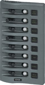 Blue Sea Systems 4378 WeatherDeck 12V DC 8 Position Waterproof Circuit Breaker Panel: Gray