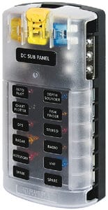 Blue Sea Systems 5026 ST Blade Common Source ATO/ATC Fuse Block w/Negative Bus - 12 Circuits with Cover