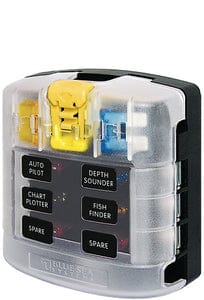 Blue Sea Systems 5028 ST Blade Common Source ATO/ATC Fuse Block - 6 Circuits with Cover