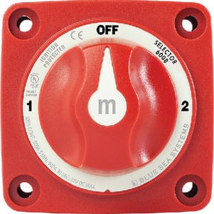Blue Sea 6008 Battery Switch Mini 3-Position w/Knob: Red