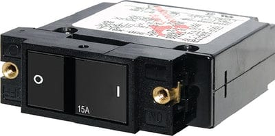 Blue Sea A-Series Flat Rocker Circuit Breaker: Single Pole Flat: 15 amps