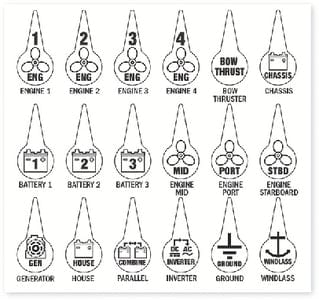 Blue Sea 7902 Battery Switch Icon Label Kit