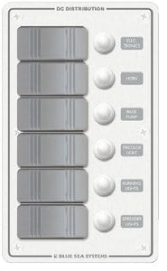 Blue Sea Systems 8273 Contura Water Resistant 12V DC Circuit Breaker Panel - 6 Positions: White