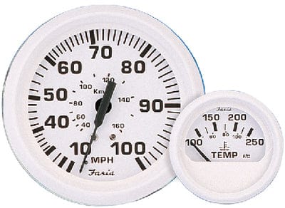 Faria Dress White 4" Gauge - 6000 RPM Tachometer  (Gas) (Inboard & IO)