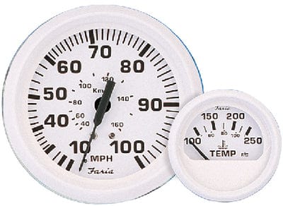 Faria Dress White  4" Gauge - Mechanical Speedometer