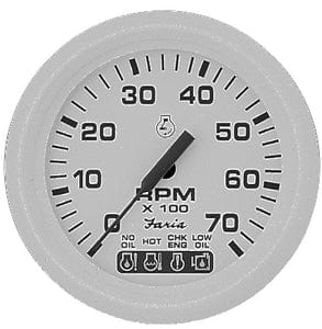 Faria Dress White 4" Gauge - 7000 RPM Tachometer With System Check Indicator (Gas) (J/E Outboard)