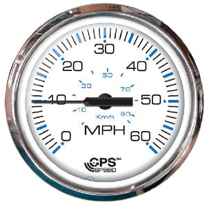 Faria 33839 Chesapeake SS White 4" Gauge - 60 MPH GPS Speedometer