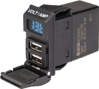 Marinco 12VCDUSB48A 4.8A Dual USB Charger: Contura w/ volt-amp meter