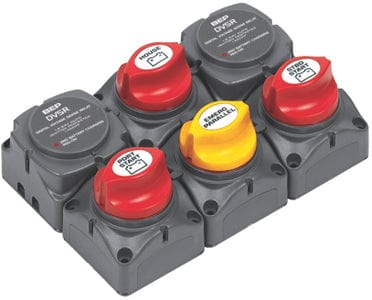 Marinco Twin Voltage Sensing Relay (VSR) Battery Distribution Cluster Twin Outboard/3 Battery Banks
