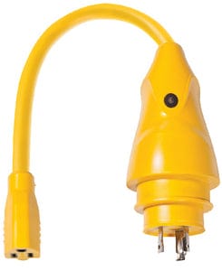 Marinco P30-15 EEL Pigtail Adapter Dock Side Male 30A 125V Locking to Boat Side Female 15A 125V Straight Blade