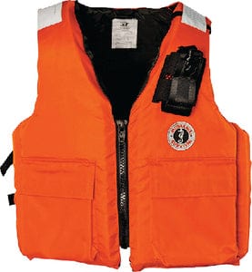 Mustang MV3119RPXL Two-Pocket Flotation Vest With Radio Pocket: Orange: XL