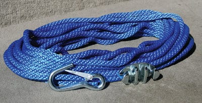 Panther Blue Polypropylene 3/8" Anchor Rope Includes No-Tie Rope Cleat and Snap Hook