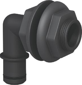 Flow-Rite MA007QLB Qwik-Lok Thru-Hull Fitting: 3/4": Black: Elbow Double Nut