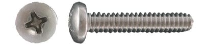 14X12P11MS  Stainless Machine Screws: Pan Head: 1/4" x 1/2": 100/Box