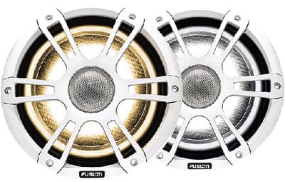 Fusion 0100243210 Coaxial Signature Series 3 Sports Marine Speakers w/LED Lights: 6.5": White: 1 pr.