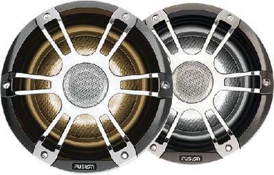 Fusion 0100243211 Coaxial Signature Series 3 Sports Marine Speakers w/LED Lights: 6.5": Chrome: 1 pr.