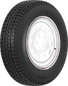 Loadstar Tire and Wheel (Rim) Assembly K550: ST205/75D13 5 Hole C Ply: White With Stripe: Modular