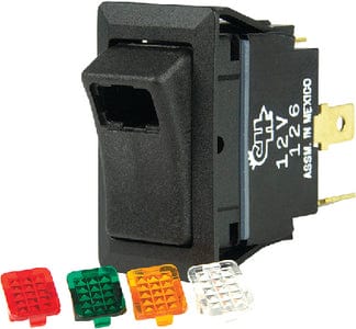 BEP 1001716 Rocker Switch: Off-On: SPST: 1/4" Blade Terminals: Illuminated w/4 Interchangeable Colors