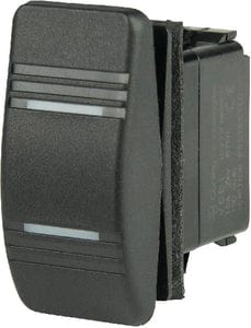 BEP 1001803 Weather Resistant Contura Rocker Switch: On/Off/On: SPDT: 1/4" Blade Terminals: Illuminated Amber (2 Positions)
