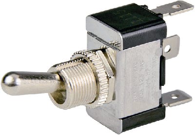 BEP 1002001 Chrome Plated Toggle Switch: On-Off-On: SPDT: 1/4" Blade Terminals