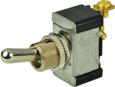 BEP 1002002 Chrome Plated Toggle Switch: Off-(On): SPST: #6?32 Screw Terminals