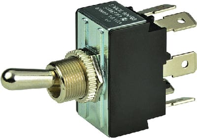 BEP 1002014 Chrome Plated Toggle Switch: On-Off-(On): DPDT: 1/4" Blade Terminals