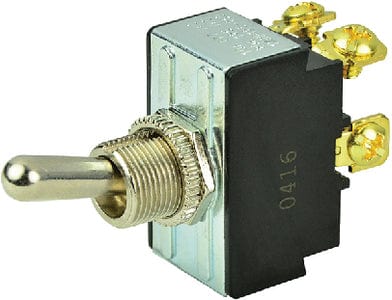 BEP 1002017 Chrome Plated Toggle Switch: Off-On: DPDT: #6?32 Screw Terminals