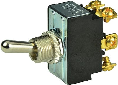 BEP 1002018 Chrome Plated Toggle Switch: On-Off-On: DPDT: #6?32 Screw Terminals