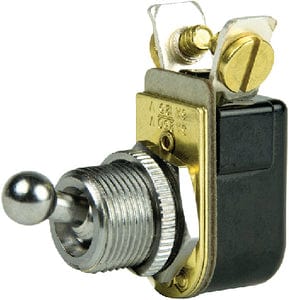 BEP 1002022 Chrome Plated Toggle Switch: Off-On: SPST: #6?32 Screw Terminals