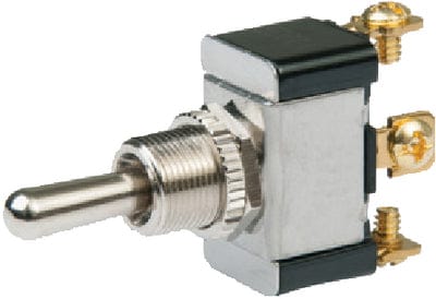 BEP 1002025 Chrome Plated Toggle Switch: Off-On: SPST: #6?32 Screw Terminals