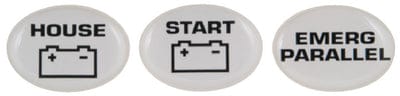 Marinco Set of 3 Battery Switch Labels (Start: Emerg Parallel: House)