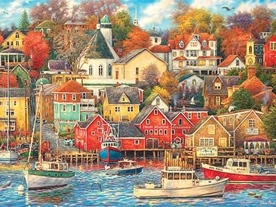 CLASSIC BOAT JIGSAW PUZZLE - Good Times Harbor - By Chuck Pinson - 1000 PCS