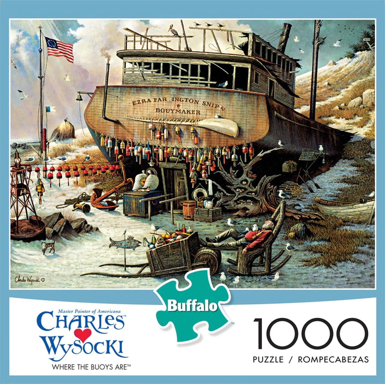 CLASSIC BOAT JIGSAW PUZZLE - Where the Buoys Are - By Charles Wysocki - 1000 PCS