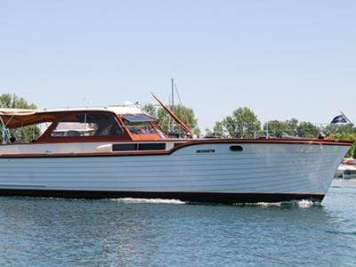 Classic Wooden Boat for Sale -  1957 CHRIS-CRAFT 40' SEA SKIFF SEMI-ENCLOSED CRUISER