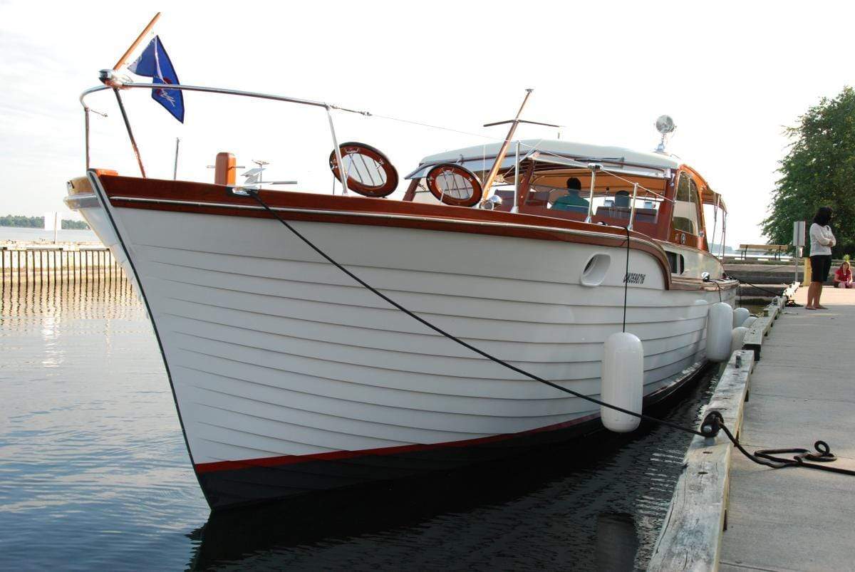 Classic Wooden Boat for Sale -  1957 CHRIS-CRAFT 40' SEA SKIFF SEMI-ENCLOSED CRUISER