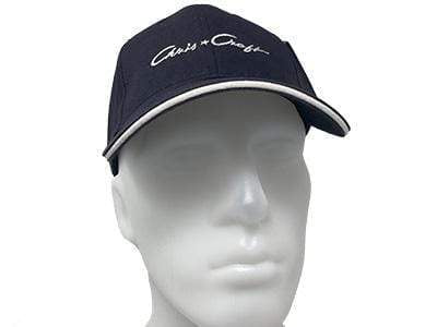 Wooden Boat Hat for Sale - Chris-Craft Post-War Ball Cap Navy Blue with White Script and White Brim